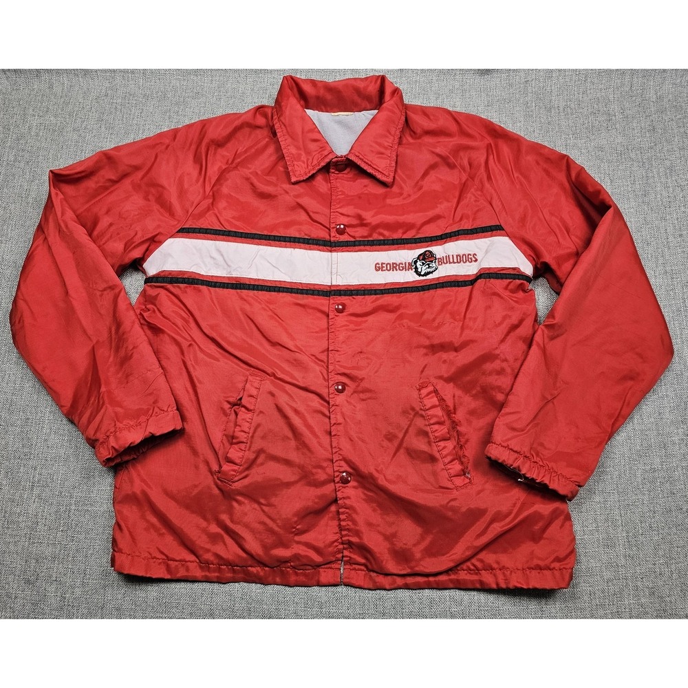 VINTAGE Georgia‎ Bulldogs Jacket Mens Large Red NCAA Football Snap Front 90s